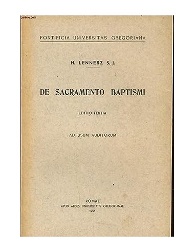 DE SACRAMENTO BAPTISMI Editio tertia
