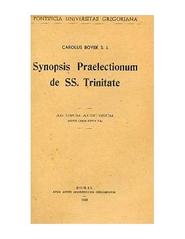 SYNOPSIS PRAELECTIONUM DE SS TRINITATE