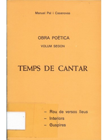 OBRA POÈTICA VOLUM SEGON Temps de cantar